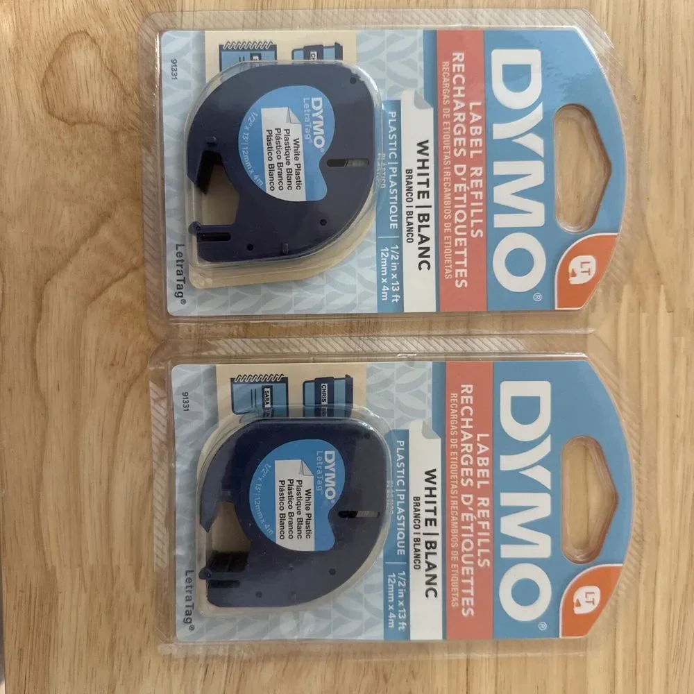 2-Dymo LetraTag Plastic Label Refill Tape (New, Sealed, 1/2 Inch,‎ 91331)
